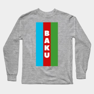 Baku City in Azerbaijani Flag Vertical Long Sleeve T-Shirt